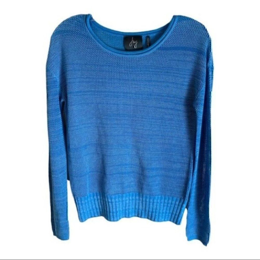 J & J netted sweater blue XS Minimalist simple modern neutral capsule timeless